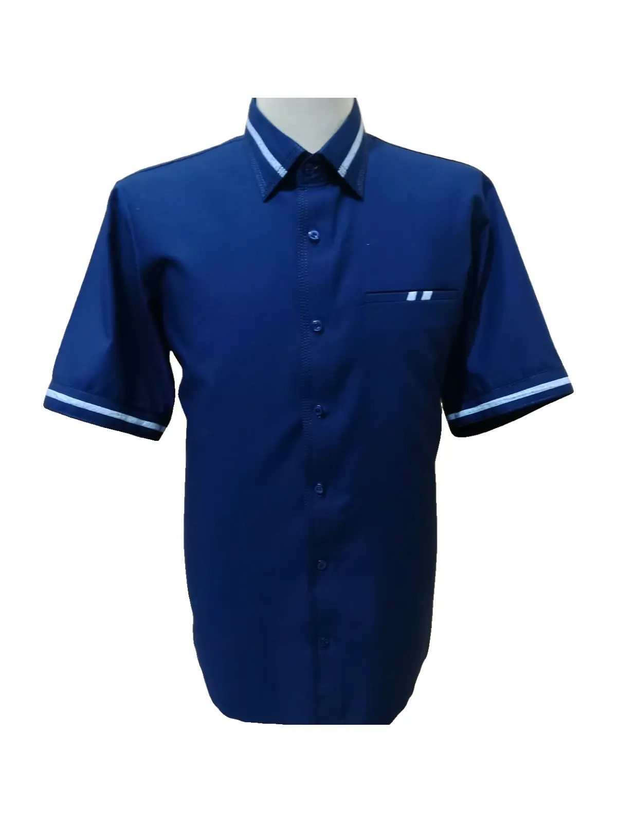 Kemeja Biru Royal List Putih, foto 1 dari 2